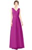 ColsBM Gayle Raspberry Classic V-neck Sleeveless Floor Length Bow Bridesmaid Dresses