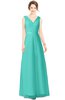 ColsBM Gayle Turquoise G97 Classic V-neck Sleeveless Floor Length Bow Bridesmaid Dresses