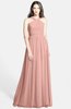 ColsBM Adele Coral Almond Classic Thick Straps Zip up Chiffon30 Floor Length Ribbon Bridesmaid Dresses