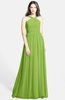 ColsBM Adele Greenery Classic Thick Straps Zip up Chiffon30 Floor Length Ribbon Bridesmaid Dresses