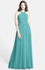 ColsBM Adele Lake Blue Classic Thick Straps Zip up Chiffon30 Floor Length Ribbon Bridesmaid Dresses