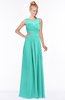 ColsBM Kyra Blue Turquoise Glamorous A-line Jewel Sleeveless Chiffon30 Ruching Bridesmaid Dresses