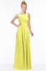 ColsBM Kyra Pale Yellow Glamorous A-line Jewel Sleeveless Chiffon30 Ruching Bridesmaid Dresses