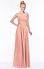 ColsBM Kyra Peach Glamorous A-line Jewel Sleeveless Chiffon30 Ruching Bridesmaid Dresses