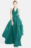 ColsBM Anya Emerald Green Glamorous A-line Sleeveless Zip up Chiffon Ribbon Bridesmaid Dresses