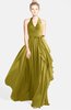 ColsBM Anya Golden Olive Glamorous A-line Sleeveless Zip up Chiffon Ribbon Bridesmaid Dresses