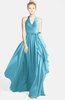 ColsBM Anya Light Blue Glamorous A-line Sleeveless Zip up Chiffon Ribbon Bridesmaid Dresses
