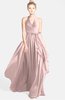 ColsBM Anya Pastel Pink Glamorous A-line Sleeveless Zip up Chiffon Ribbon Bridesmaid Dresses