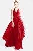 ColsBM Anya Red Glamorous A-line Sleeveless Zip up Chiffon Ribbon Bridesmaid Dresses