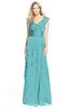 ColsBM Magnolia Lake Blue Gorgeous A-line V-neck Chiffon30 Floor Length Bridesmaid Dresses