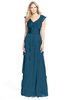 ColsBM Magnolia Moroccan Blue Gorgeous A-line V-neck Chiffon30 Floor Length Bridesmaid Dresses
