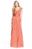 ColsBM Magnolia Persimmon Orange Gorgeous A-line V-neck Chiffon30 Floor Length Bridesmaid Dresses