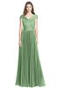 ColsBM Bryanna Fair Green Classic Fit-n-Flare V-neck Short Sleeve Zip up Chiffon Bridesmaid Dresses