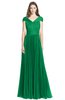 ColsBM Bryanna Green Classic Fit-n-Flare V-neck Short Sleeve Zip up Chiffon Bridesmaid Dresses