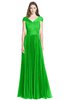 ColsBM Bryanna Jasmine Green Classic Fit-n-Flare V-neck Short Sleeve Zip up Chiffon Bridesmaid Dresses