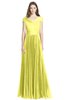 ColsBM Bryanna Pale Yellow Classic Fit-n-Flare V-neck Short Sleeve Zip up Chiffon Bridesmaid Dresses