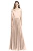 ColsBM Bryanna Peach Puree Classic Fit-n-Flare V-neck Short Sleeve Zip up Chiffon Bridesmaid Dresses