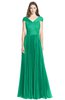 ColsBM Bryanna Pepper Green Classic Fit-n-Flare V-neck Short Sleeve Zip up Chiffon Bridesmaid Dresses