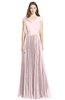 ColsBM Bryanna Petal Pink Classic Fit-n-Flare V-neck Short Sleeve Zip up Chiffon Bridesmaid Dresses