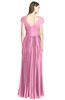 ColsBM Bryanna Pink Classic Fit-n-Flare V-neck Short Sleeve Zip up Chiffon Bridesmaid Dresses