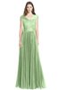 ColsBM Bryanna Sage Green Classic Fit-n-Flare V-neck Short Sleeve Zip up Chiffon Bridesmaid Dresses