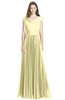 ColsBM Bryanna Soft Yellow Classic Fit-n-Flare V-neck Short Sleeve Zip up Chiffon Bridesmaid Dresses