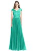 ColsBM Bryanna Viridian Green Classic Fit-n-Flare V-neck Short Sleeve Zip up Chiffon Bridesmaid Dresses