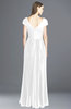 ColsBM Bryanna White Classic Fit-n-Flare V-neck Short Sleeve Zip up Chiffon Bridesmaid Dresses