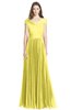 ColsBM Bryanna Yellow Iris Classic Fit-n-Flare V-neck Short Sleeve Zip up Chiffon Bridesmaid Dresses