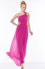 ColsBM Nina Hot Pink Glamorous Fit-n-Flare One Shoulder Sleeveless Zip up Chiffon30 Bridesmaid Dresses