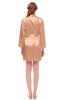 ColsBM D76615 Apricot V-neck Cute Long Sleeve Short Robe with White Trim