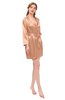 ColsBM D76615 Apricot V-neck Cute Long Sleeve Short Robe with White Trim