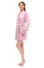 ColsBM D76615 Carnation Pink V-neck Cute Long Sleeve Short Robe with White Trim