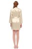 ColsBM D76615 Champagne V-neck Cute Long Sleeve Short Robe with White Trim