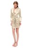 ColsBM D76615 Champagne V-neck Cute Long Sleeve Short Robe with White Trim