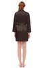 ColsBM D76615 Chocolate Brown V-neck Cute Long Sleeve Short Robe with White Trim