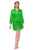 ColsBM D76615 Classic Green V-neck Cute Long Sleeve Short Robe with White Trim