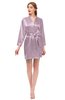 ColsBM D76615 Dawn Pink V-neck Cute Long Sleeve Short Robe with White Trim