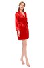 ColsBM D76615 Fiery Red V-neck Cute Long Sleeve Short Robe with White Trim