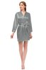 ColsBM D76615 Frost Grey V-neck Cute Long Sleeve Short Robe with White Trim