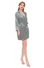 ColsBM D76615 Frost Grey V-neck Cute Long Sleeve Short Robe with White Trim
