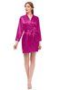 ColsBM D76615 Hot Pink V-neck Cute Long Sleeve Short Robe with White Trim
