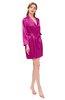 ColsBM D76615 Hot Pink V-neck Cute Long Sleeve Short Robe with White Trim