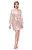 ColsBM D76615 Nectar Pink V-neck Cute Long Sleeve Short Robe with White Trim