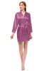 ColsBM D76615 Orchid V-neck Cute Long Sleeve Short Robe with White Trim