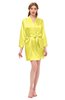 ColsBM D76615 Pale Yellow V-neck Cute Long Sleeve Short Robe with White Trim