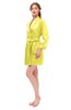 ColsBM D76615 Pale Yellow V-neck Cute Long Sleeve Short Robe with White Trim