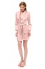 ColsBM D76615 Pastel Pink V-neck Cute Long Sleeve Short Robe with White Trim