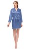 ColsBM D76615 Periwinkle V-neck Cute Long Sleeve Short Robe with White Trim