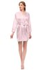 ColsBM D76615 Petal Pink V-neck Cute Long Sleeve Short Robe with White Trim